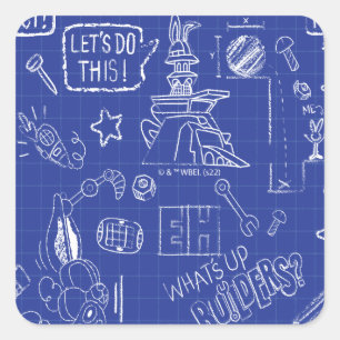 Adesivo Quadrado INSETOS BUNNY BUILDERS™ Padrão do Sketch Blueprin