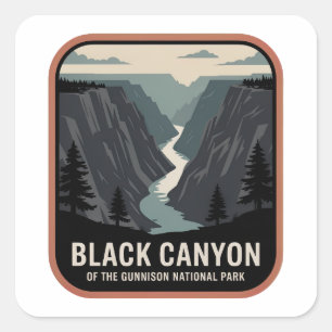 Adesivo Quadrado Insígnia do Parque Nacional Black Canyon Vintage