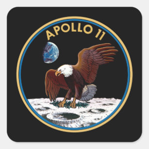 Adesivo Quadrado Insígnia do Patch Lunar do Pouso na Lua da NASA Ap