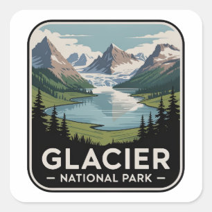 Adesivo Quadrado Insígnia Vintage Alpina do Parque Nacional Glacier