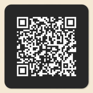 Adesivo Quadrado Insira URL e crie código QR escaneável Preto Bra
