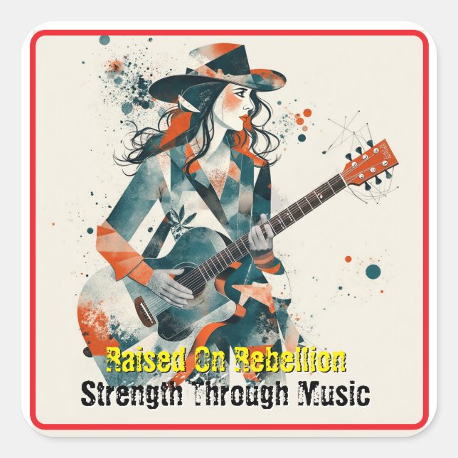 Adesivo Quadrado Inspiração de Abstrato de Arte Personalizável para (Frente)