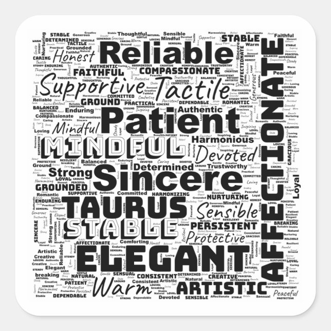 Adesivo Quadrado Inspiração em Nuvem do Palavra Taurus Zodiac (Frente)