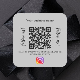 Adesivo Quadrado instagram o nome da empresa da cinza qr code