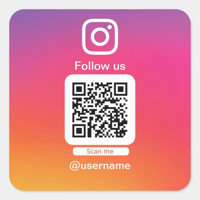 Adesivo Quadrado Instagram QR code sticker square (Frente)