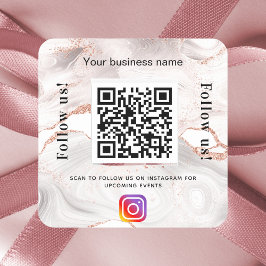 Adesivo Quadrado instagrama de código qr da rosa gold marble busine