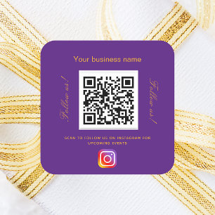 Adesivo Quadrado Instagrama de código qr de nome comercial roxo