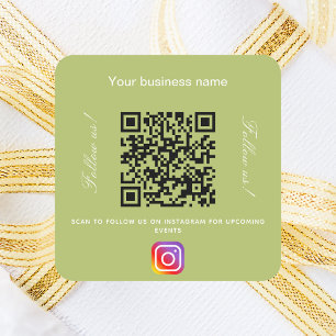 Adesivo Quadrado Instagrama de código qr de nome de empresa verde a