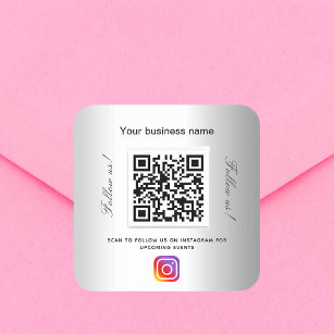 Adesivo Quadrado Instagrama de código qr do nome de empresa prata