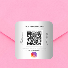 Adesivo Quadrado Instagrama de código qr do nome de empresa prata