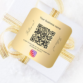 Adesivo Quadrado instagrama de código qr do nome de negócios Dourad