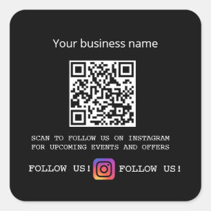 Adesivo Quadrado Instagrar código de código qr do nome de empresa b