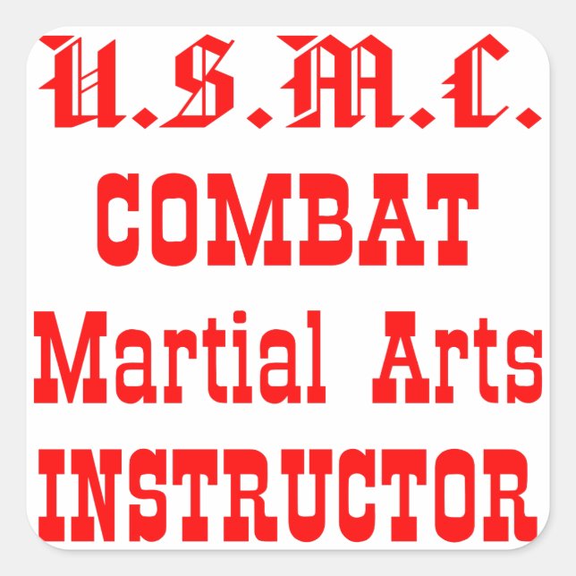 Adesivo Quadrado Instrutor USMC Combat Martial Arts (Frente)