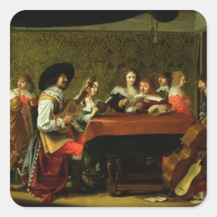 Adesivo Quadrado Interior com músicos e cantores