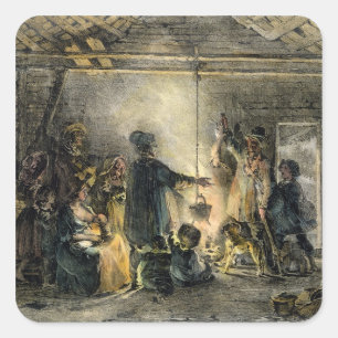 Adesivo Quadrado Interior da cabana de um mineiro de carvão