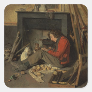Adesivo Quadrado Interior de um estúdio, 1845 (óleo em canvas)
