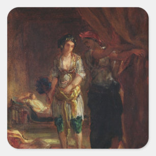 Adesivo Quadrado Interior de um Harem em Oran, c.1847