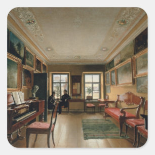 Adesivo Quadrado Interior de uma casa senhorial, 1830s