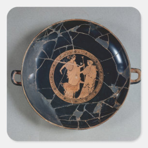 Adesivo Quadrado Interior de uma taça de corpo vermelho