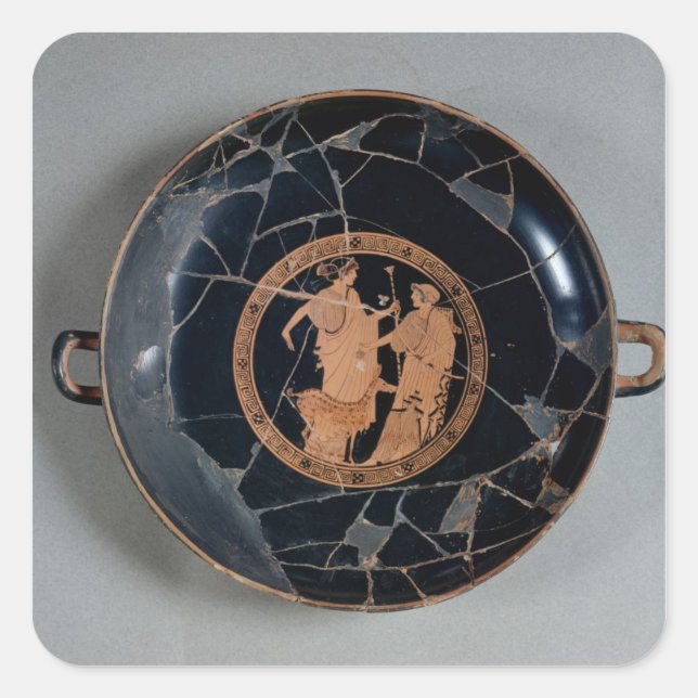 Adesivo Quadrado Interior de uma taça de corpo vermelho (Frente)