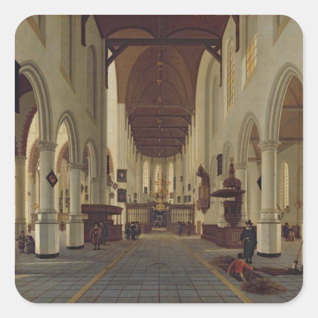 Adesivo Quadrado Interior do Oude Kerk, Delft, c.1660-70 (Frente)