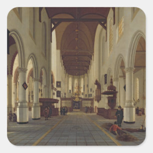 Adesivo Quadrado Interior do Oude Kerk, Delft, c.1660-70