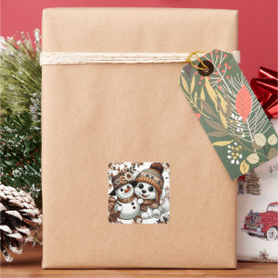 Adesivo Quadrado Intrate Floral Winter Wonderland: Cachorro Adoráve