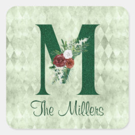 Adesivo Quadrado Inverno Floral Ilustrado M Personalizado
