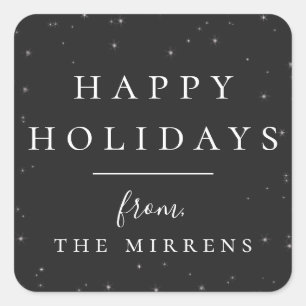 Adesivo Quadrado Inverno Ortográfico Vinheta de férias em preto