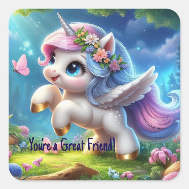 Adesivo Quadrado Invertendo Unicorn Personalizado (Frente)