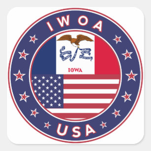 Adesivo Quadrado Iowa, Iowa sticker, saco, relógio
