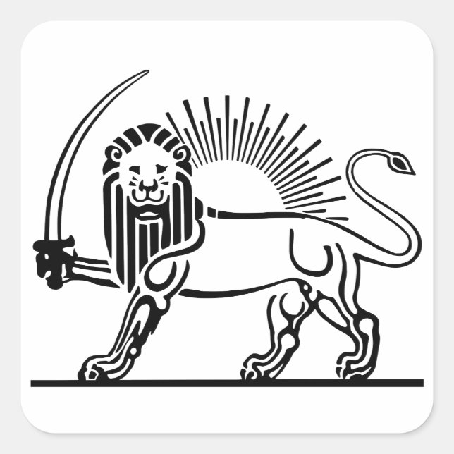 Adesivo Quadrado Iran Lion & Sun (Shir-O-Khorshid) (Frente)