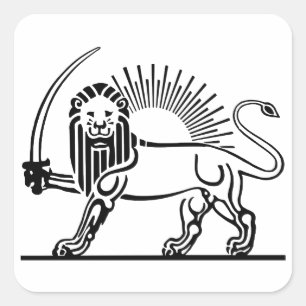 Adesivo Quadrado Iran Lion & Sun (Shir-O-Khorshid)