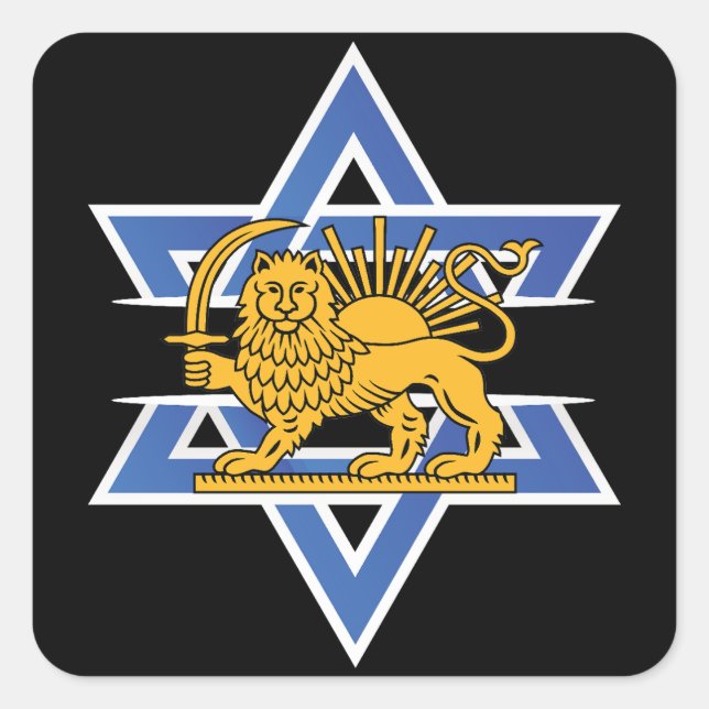 Adesivo Quadrado Iraniano com Israel (Frente)