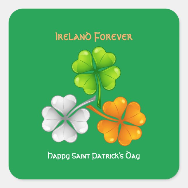 Adesivo Quadrado Ireland Forever Lucky Shamrock (Frente)