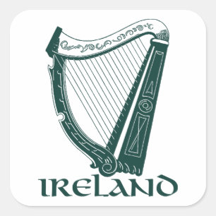 Adesivo Quadrado Ireland Harp Design, Irish Harp