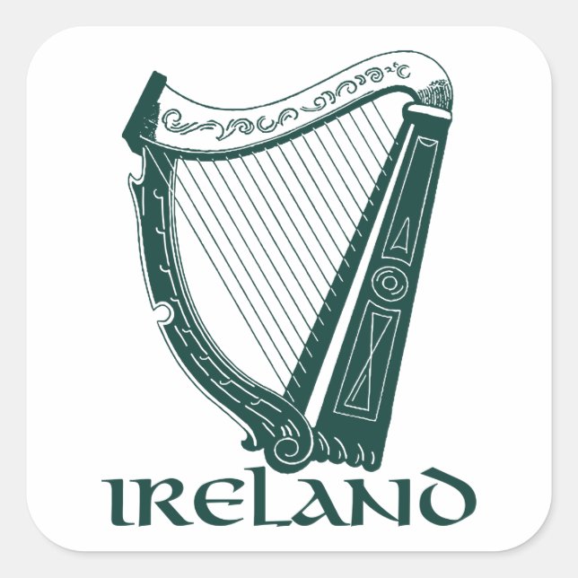 Adesivo Quadrado Ireland Harp Design, Irish Harp (Frente)