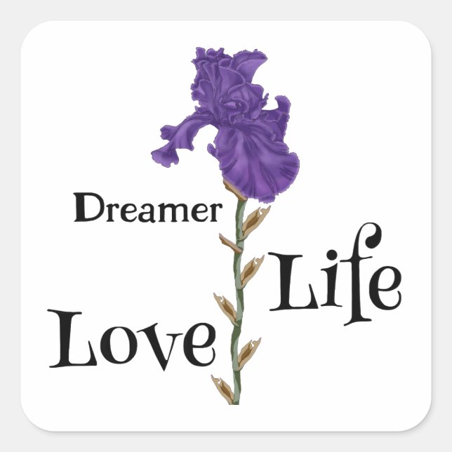 Adesivo Quadrado Iris, Dreamer, Life, Love (Frente)