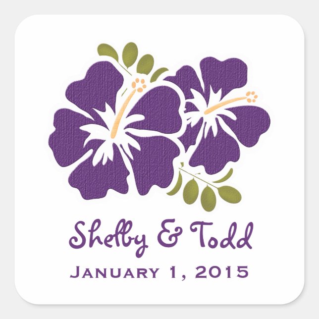 Adesivo Quadrado Iris Hibiscus Favor Label Stickers (Frente)