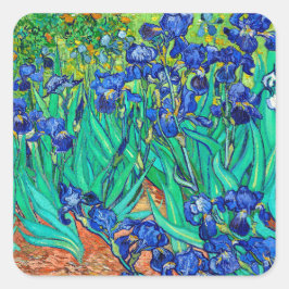 Adesivo Quadrado Írises (1889) Arte Botânica Van Gogh Retro Floral