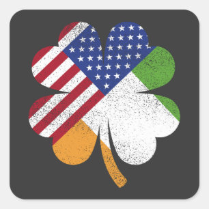 Adesivo Quadrado Irish American Flag Ireland