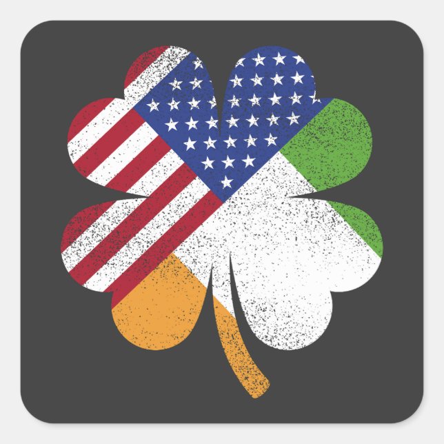 Adesivo Quadrado Irish American Flag Ireland (Frente)