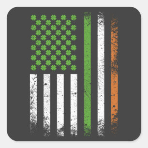 Adesivo Quadrado Irish American Flag Ireland