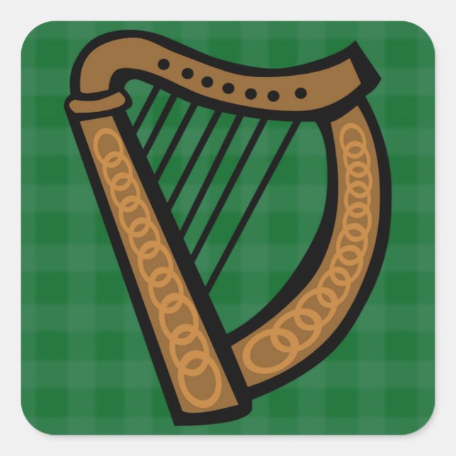 Adesivo Quadrado Irish Celtic Harp (Frente)