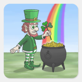 Adesivo Quadrado Irish leprechaun and the pot full of gold