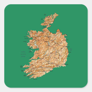 Adesivo Quadrado Irish Map Sticker