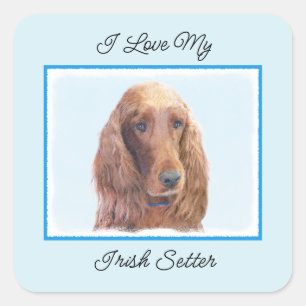 Adesivo Quadrado Irish Setter Painting - Bela Arte Original De Cach
