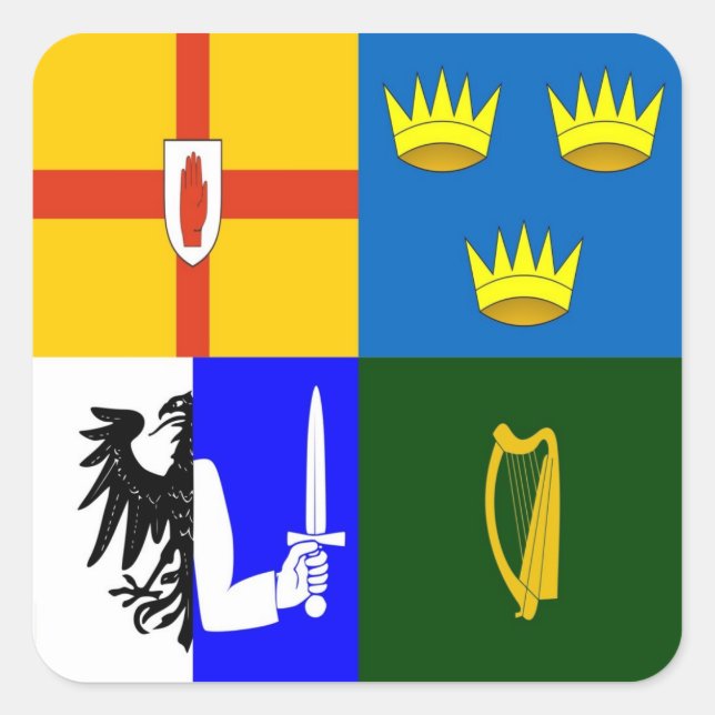 Adesivo Quadrado Irlanda Quatro províncias (Frente)