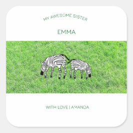 Adesivo Quadrado Irmã Incrível, Zebras Bonitas e Felizes