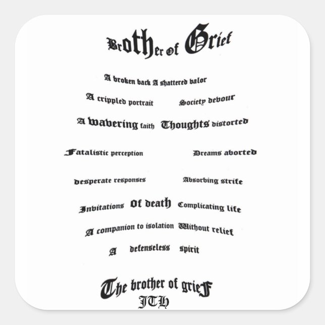 Adesivo Quadrado Irmão da tristeza (Frente)